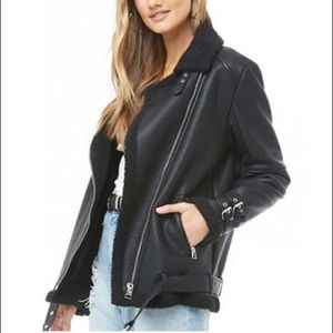 Faux leather moto jacket